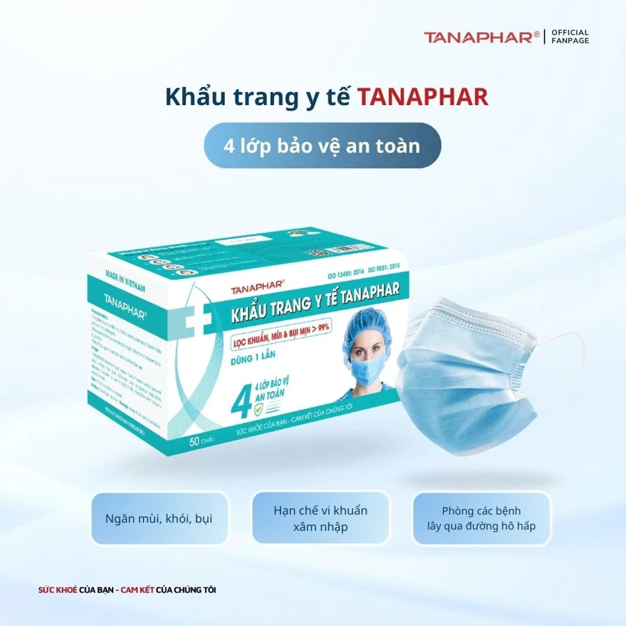 🛡️ KHẨU TRANG Y TẾ TANAPHAR 4 LỚP BẢO VỆ AN TOÀN 🛡️